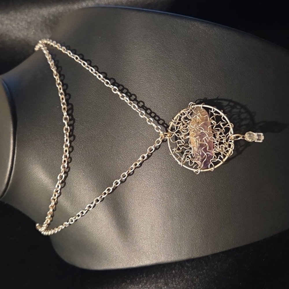 Ametrine Stone Wire Wrapped Pendent Necklace - Picture 2 of 5